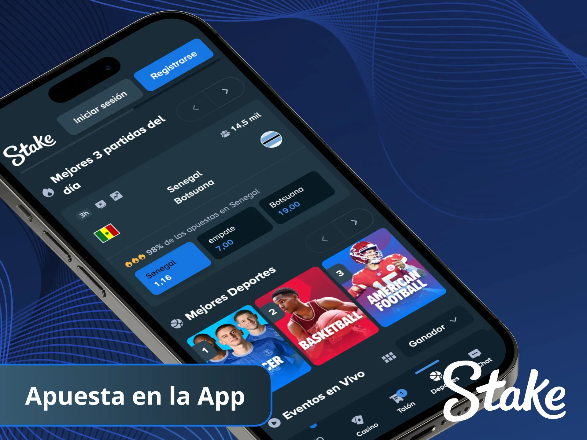 Realiza tus apuestas en deportes de fútbol en la aplicación y gana Stake.