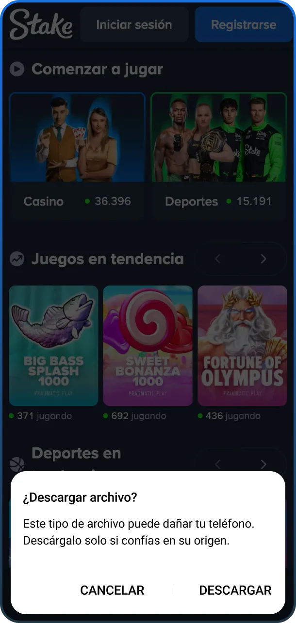 Descarga la aplicación y prueba suerte apostando en Stake.