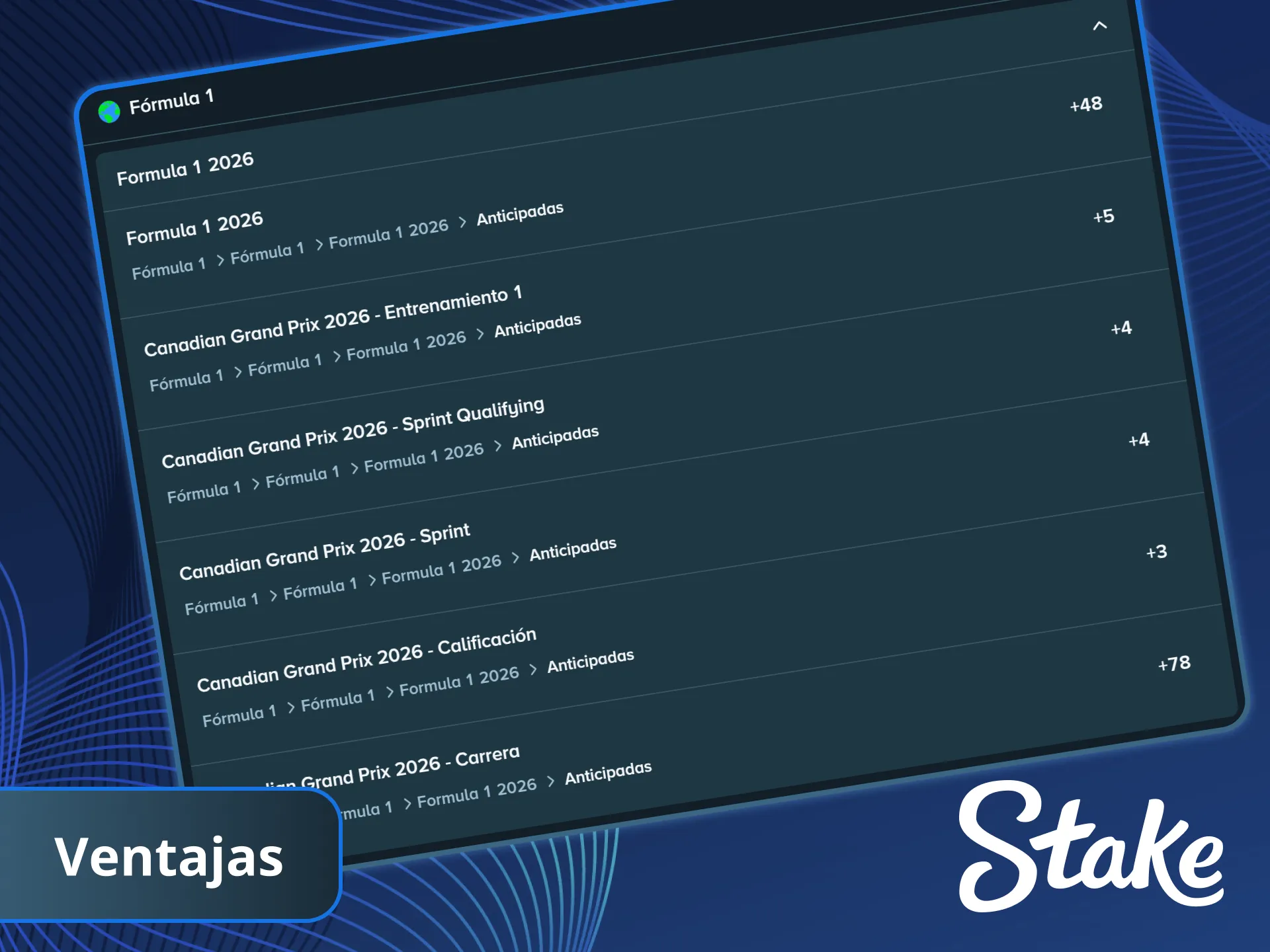 Conoce las grandes ventajas de apostar a la Fórmula 1 en Stake como cuotas mejoradas y mercados en vivo.
